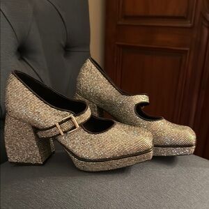 Glitter Mary Jane Heels!!!! Silver 🫶